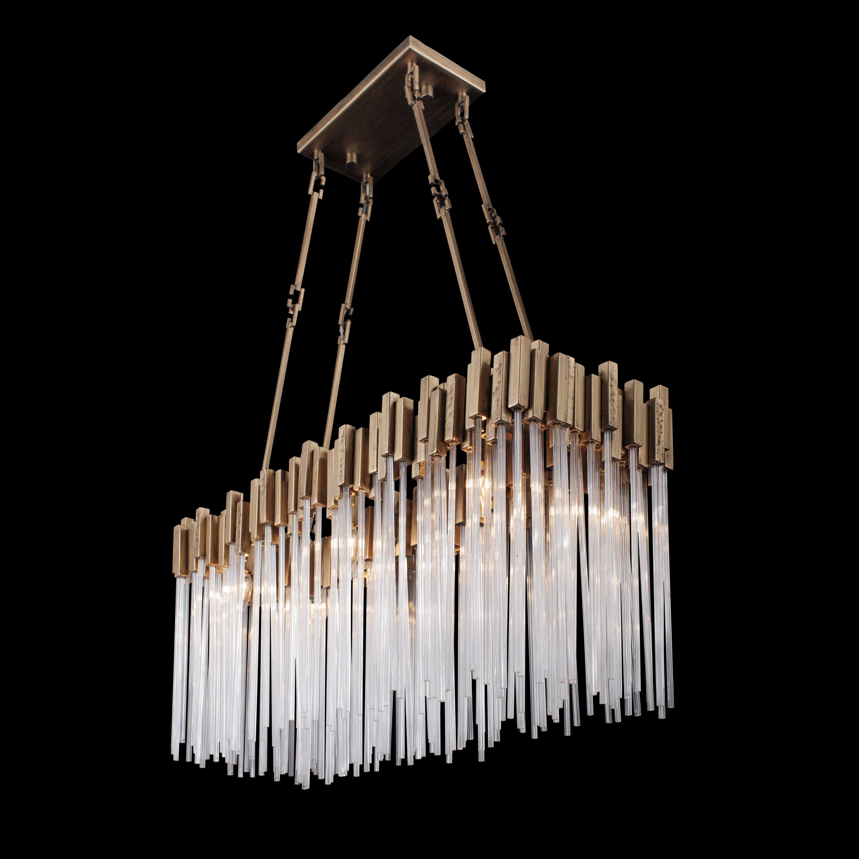 Studio 54 Glam 6-Light Linear Pendant in Havana Gold with Hammered Accents