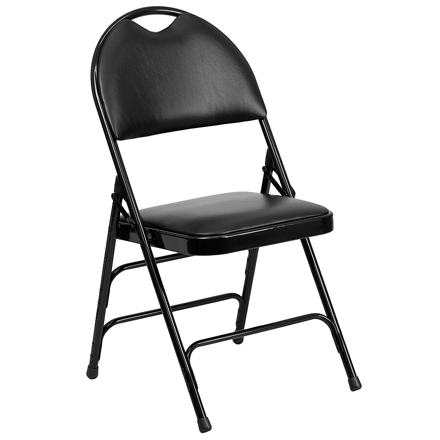 Flash Furniture Outdoor Black Metal Upholstered Vinyl Standard Folding Chair Flash Furniture Outdoor Black Metal Upholstered Vinyl Standard Folding Chair