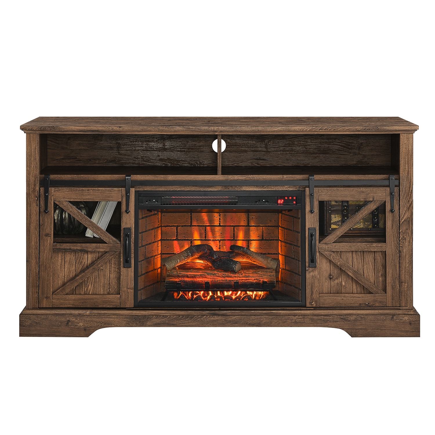 Real Flame 58-in W Driftwood TV Stand with Fan-forced Electric Fireplace 7770E-DRFW Sansujyuku sansujyuku.com