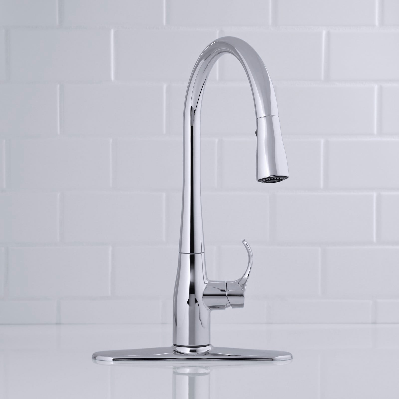 KOHLER Simplice Polished Chrome Single Handle Pull Down Kitchen Faucet   08208538 