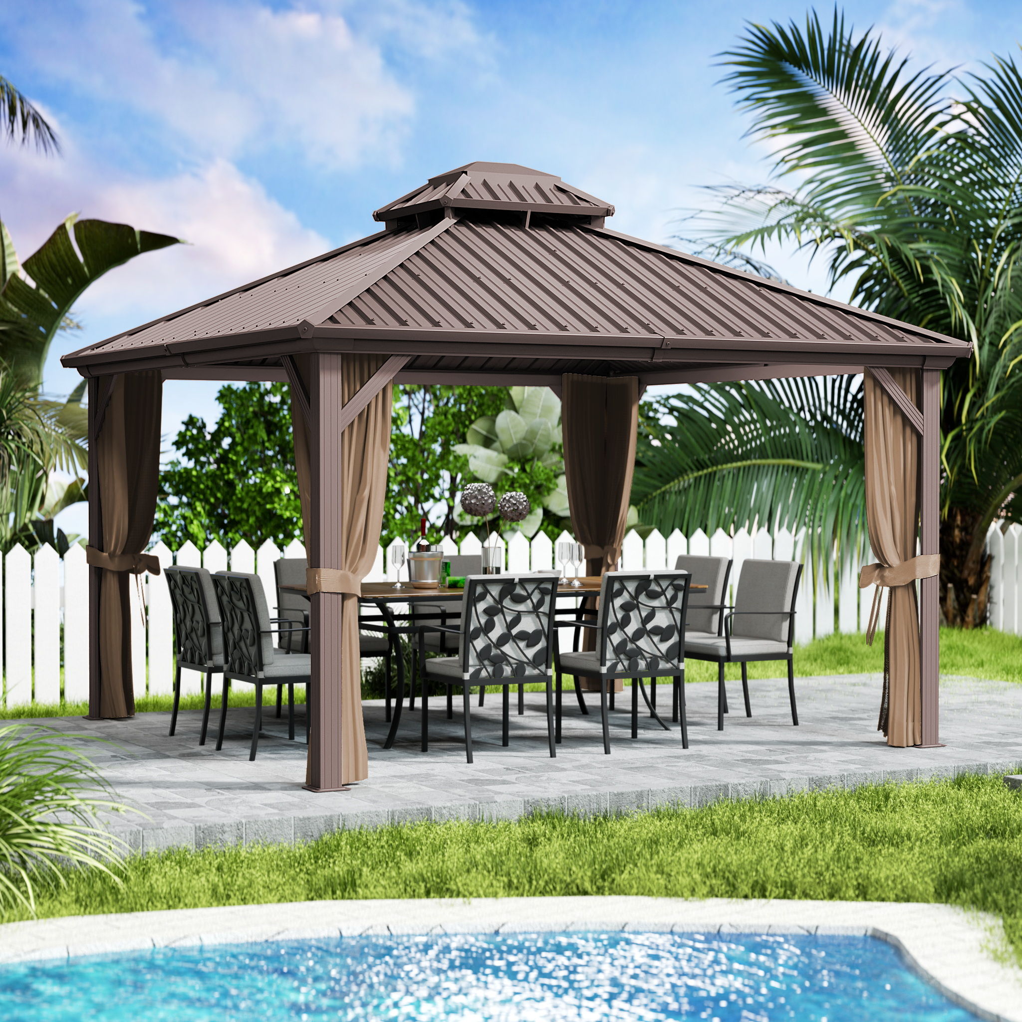 Kozyard KZCHG1212BR5 Wood-Resin-Gazebos - View #2