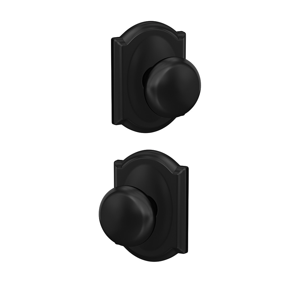 Schlage FC172 PLY 622 CAM Custom Plymouth - Camelot Matte Black Interior Hall/Closet Dummy Door Knob