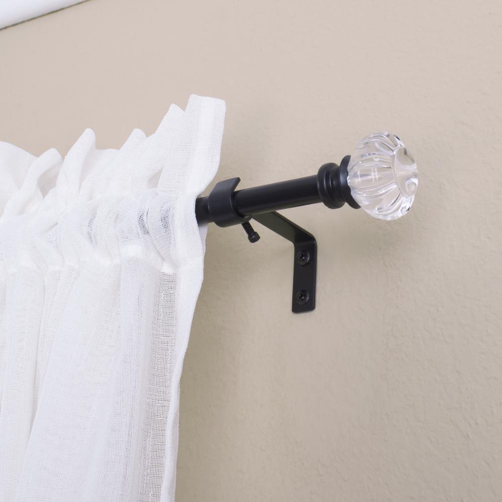 Style Selections 48-in To 84-in Black Steel Single Curtain Rod in the ...