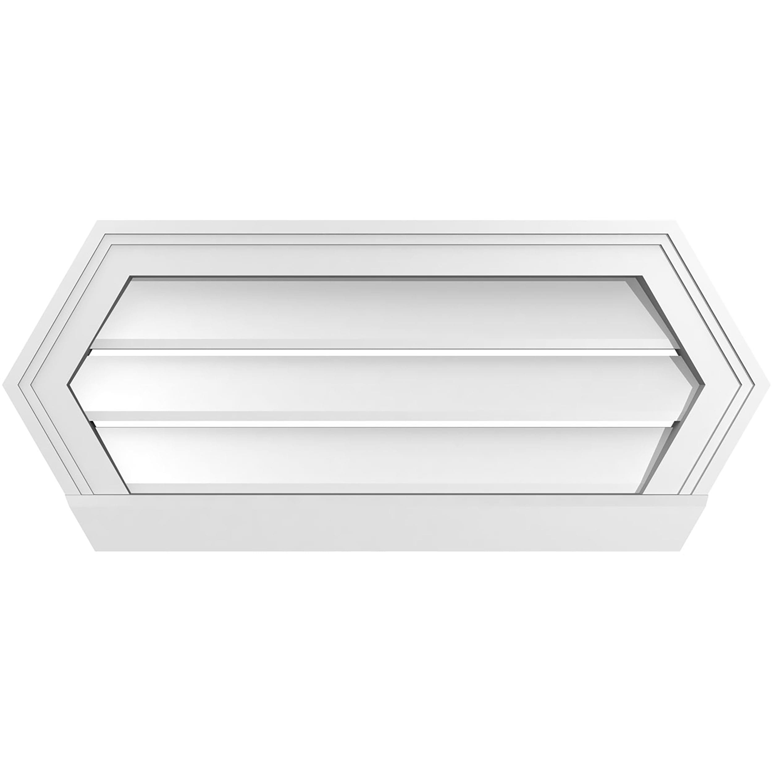 Ekena Millwork GVPHP28X1203SF 28-Inches x 12-Inches Off-white Peaked PVC Gable Louver Vent