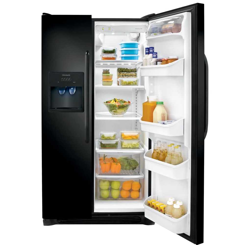 Frigidaire 26-cu ft Side-by-Side Refrigerator with Ice Maker (Black) at ...