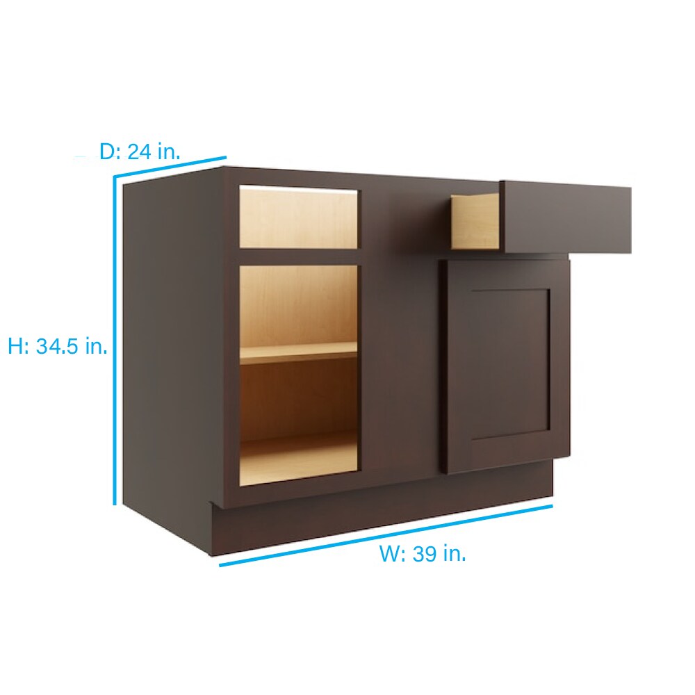 RELIABILT Parkstone 39-in W x 34.5-in H x 24-in D Grey Blind 1-Drawer Base Fully Assembled Plywood Cabinet (Flat Panel Shaker Style)