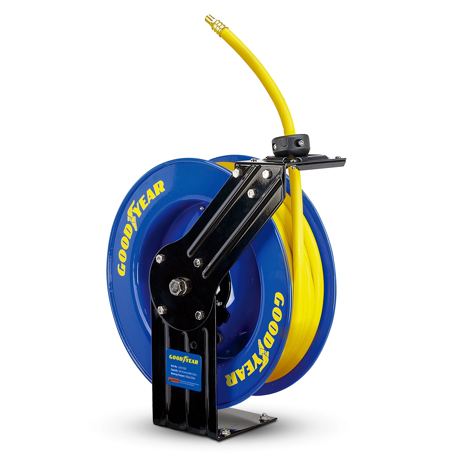 Goodyear Goodyear Industrial Retractable Air Hose Reel- 3/8in X 50ft, 300  Psi Max, 1/4in Npt Connections, Single Arm in the Air Compressor Hoses  department at