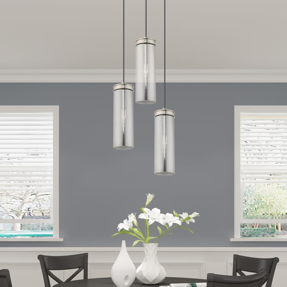 Sleek Smoke Glass Mini Pendant with Brushed Nickel Finish