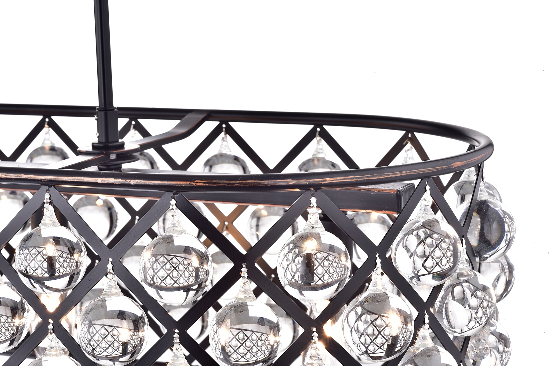 Azha 5-Light Oil Rubbed Bronze Oval Chandelier with Crystal Spheres