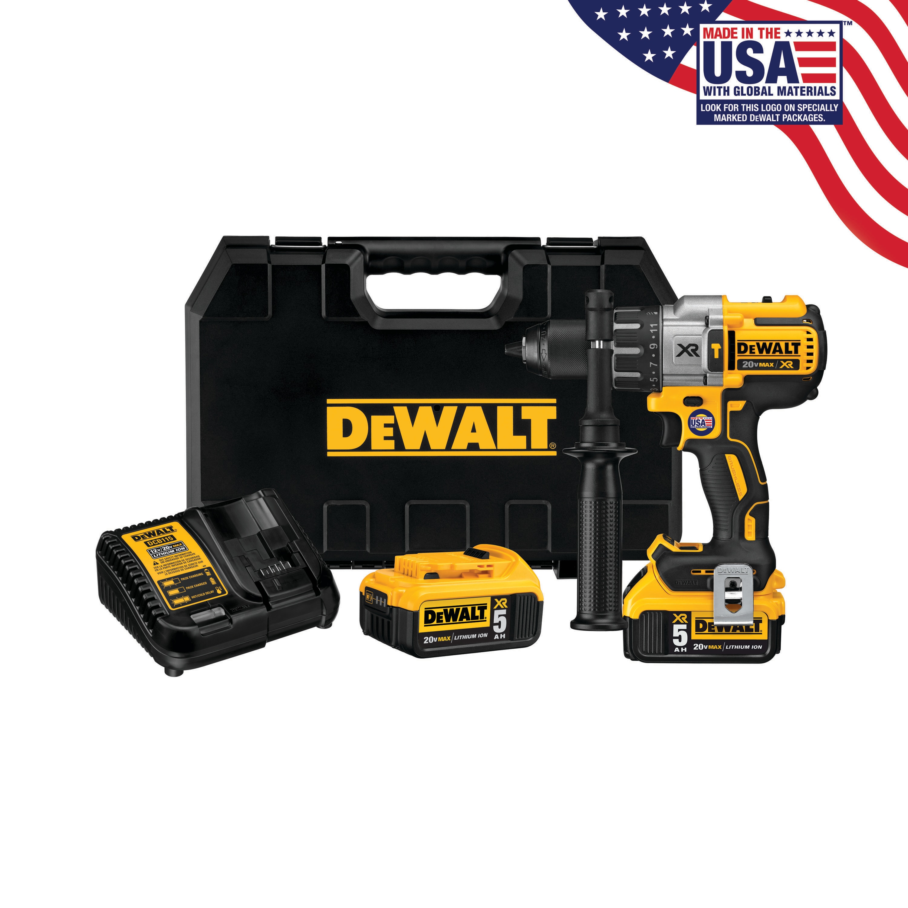 DEWALT XR 1/2-in 20-volt Max-Amp Variable Speed Brushless Cordless Hammer Drill (2-Batteries Included)