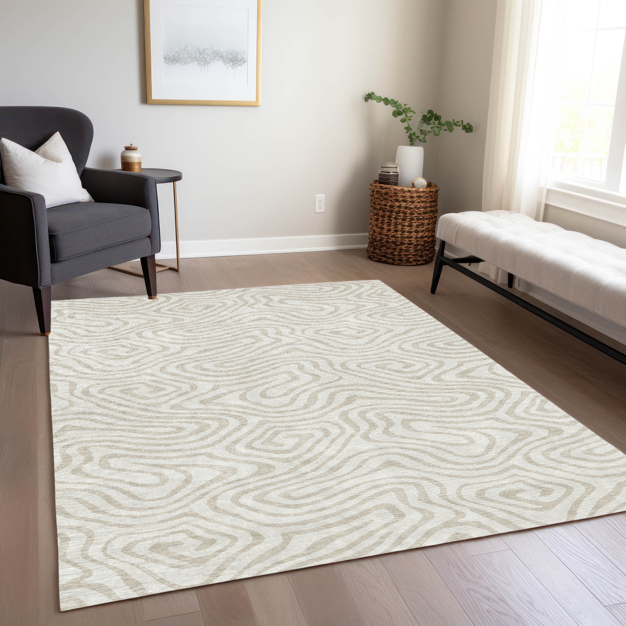 Addison Rugs ACN1020IV30X46 Chantille ACN1020IV 2 x 3 (ft) Polyester Ivory Rectangular Indoor/Outdoor Geometric Machine washable Area rug