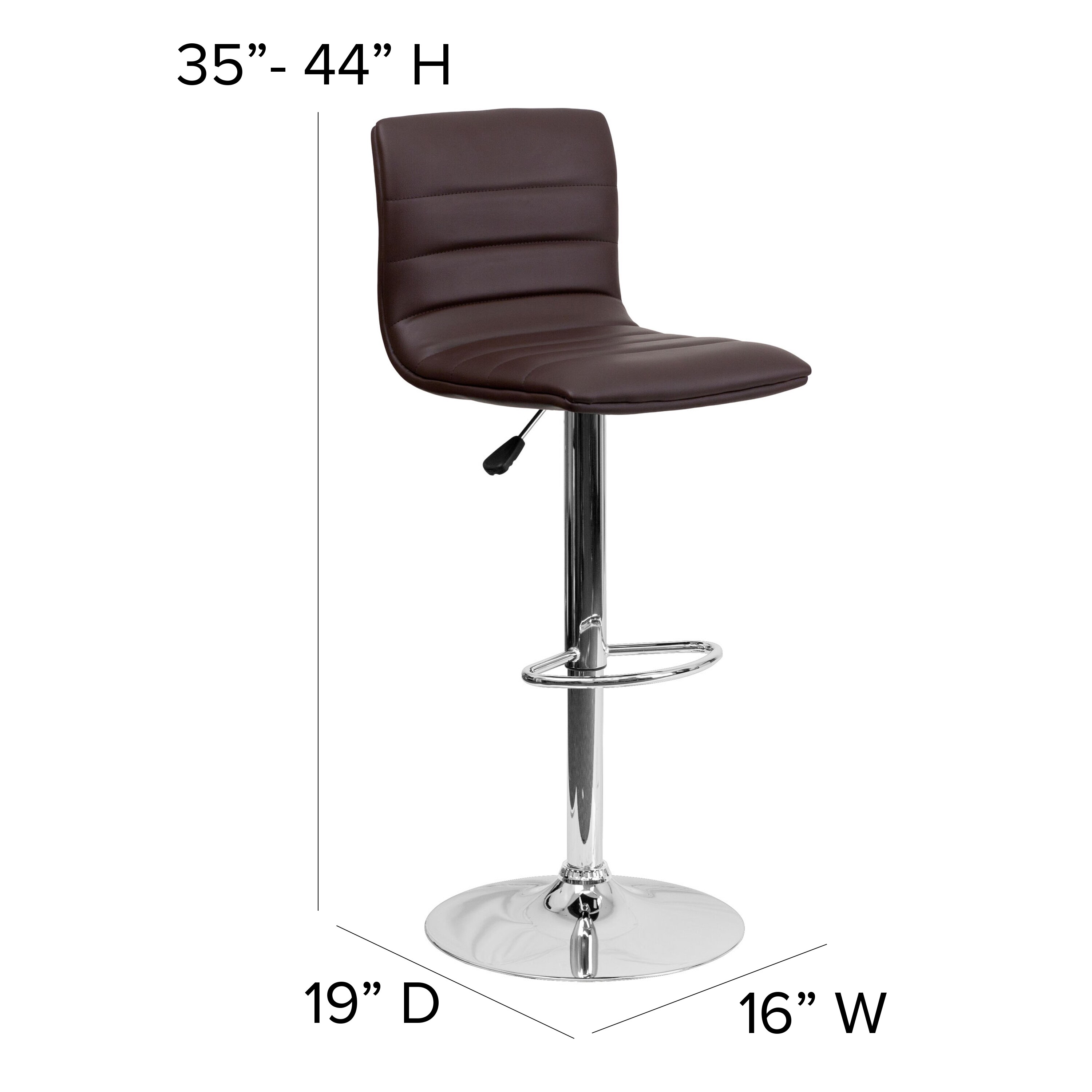 Flash Furniture Brown 33-in H Adjustable height Upholstered Swivel ...