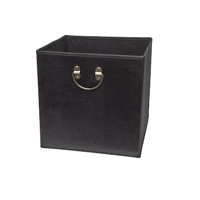 Faux Leather Bin In The Storage Bins, Black Leather Storage Box With Lid