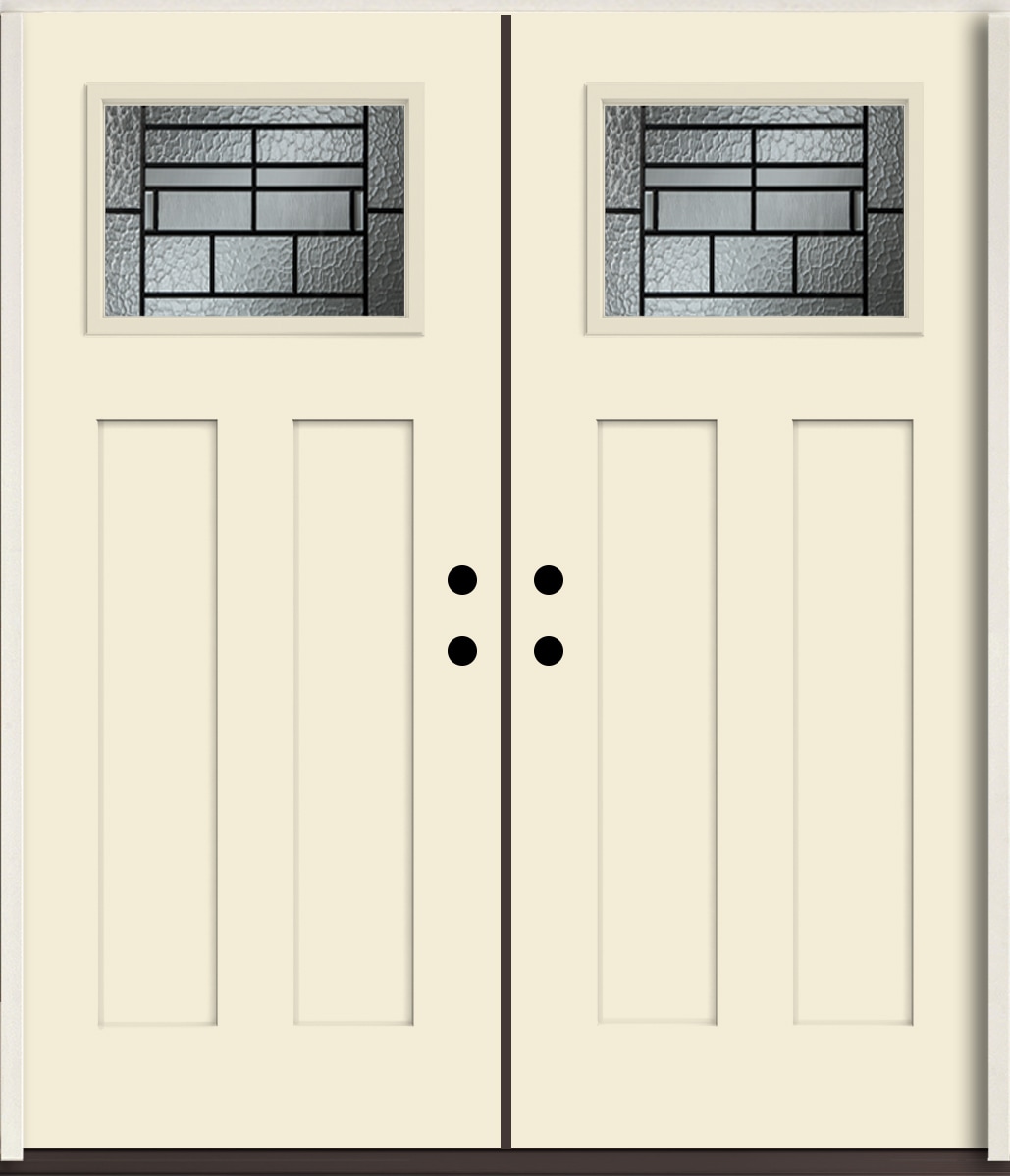 RELIABILT LO963763 Pembrook 72-in x 80-in x Fiberglass Craftsman Right-hand inswing Bisque Paint Painted Prehung Double Front Door Insulating core