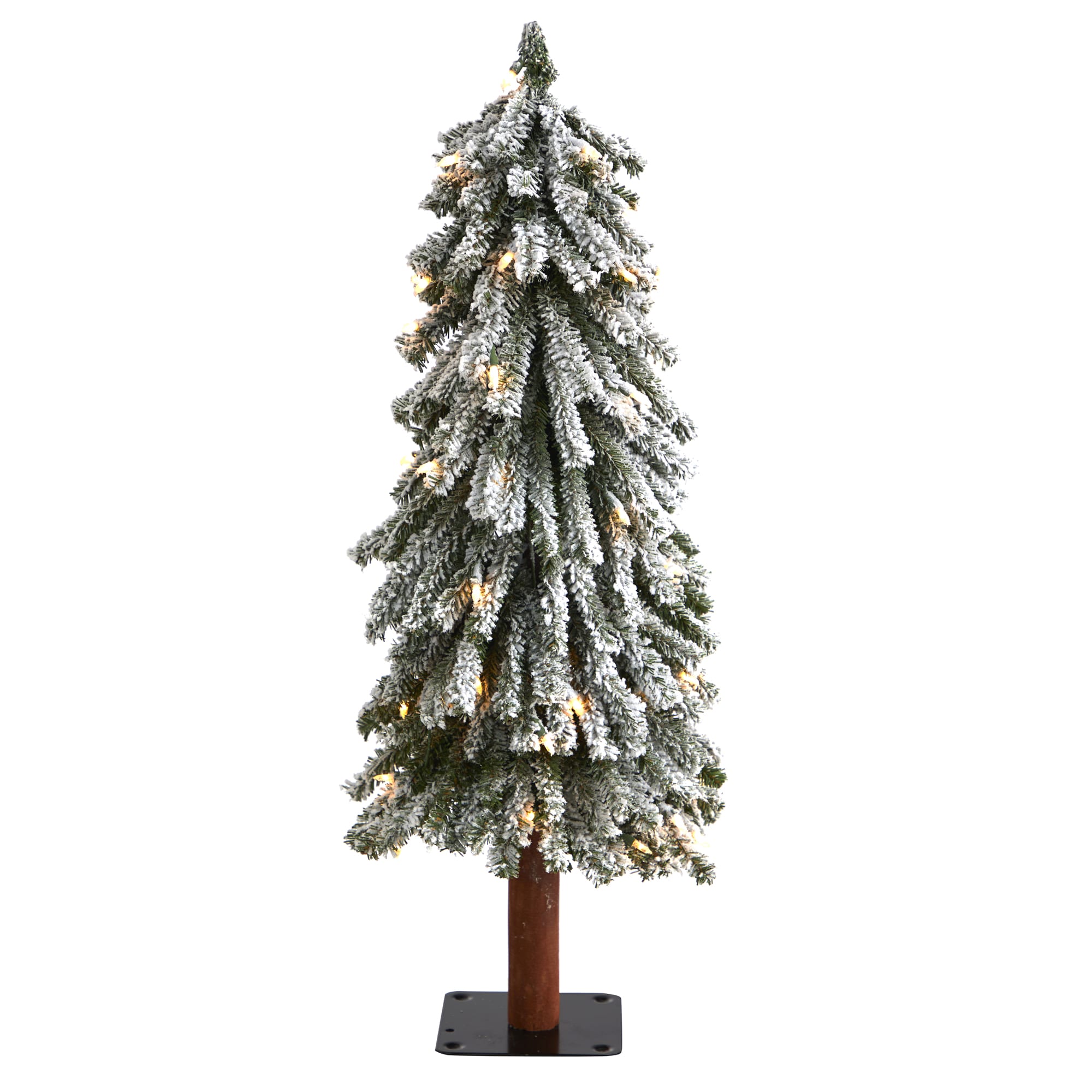 Nearly Natural 3-Ft Pine Pre-Lit Traditional Flocked White Artificial Christmas Tree 50 Constant White Clear Led Lights In The Artificial Christmas Trees Department At Lowes.com