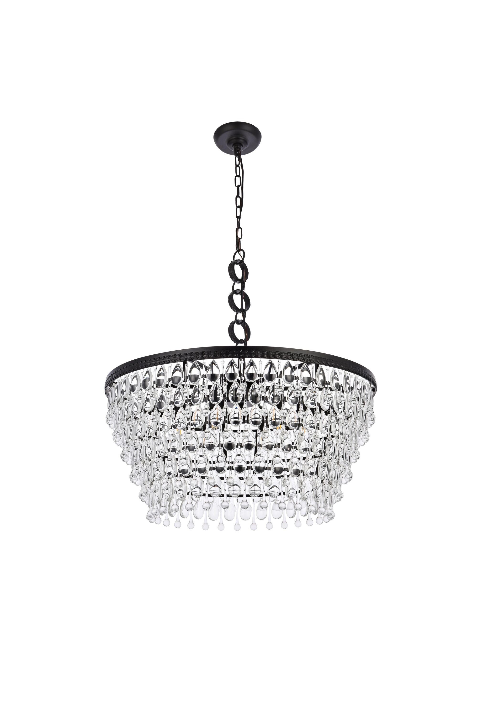 Nordic Black and Clear Iron and Glass 6-Light Chandelier