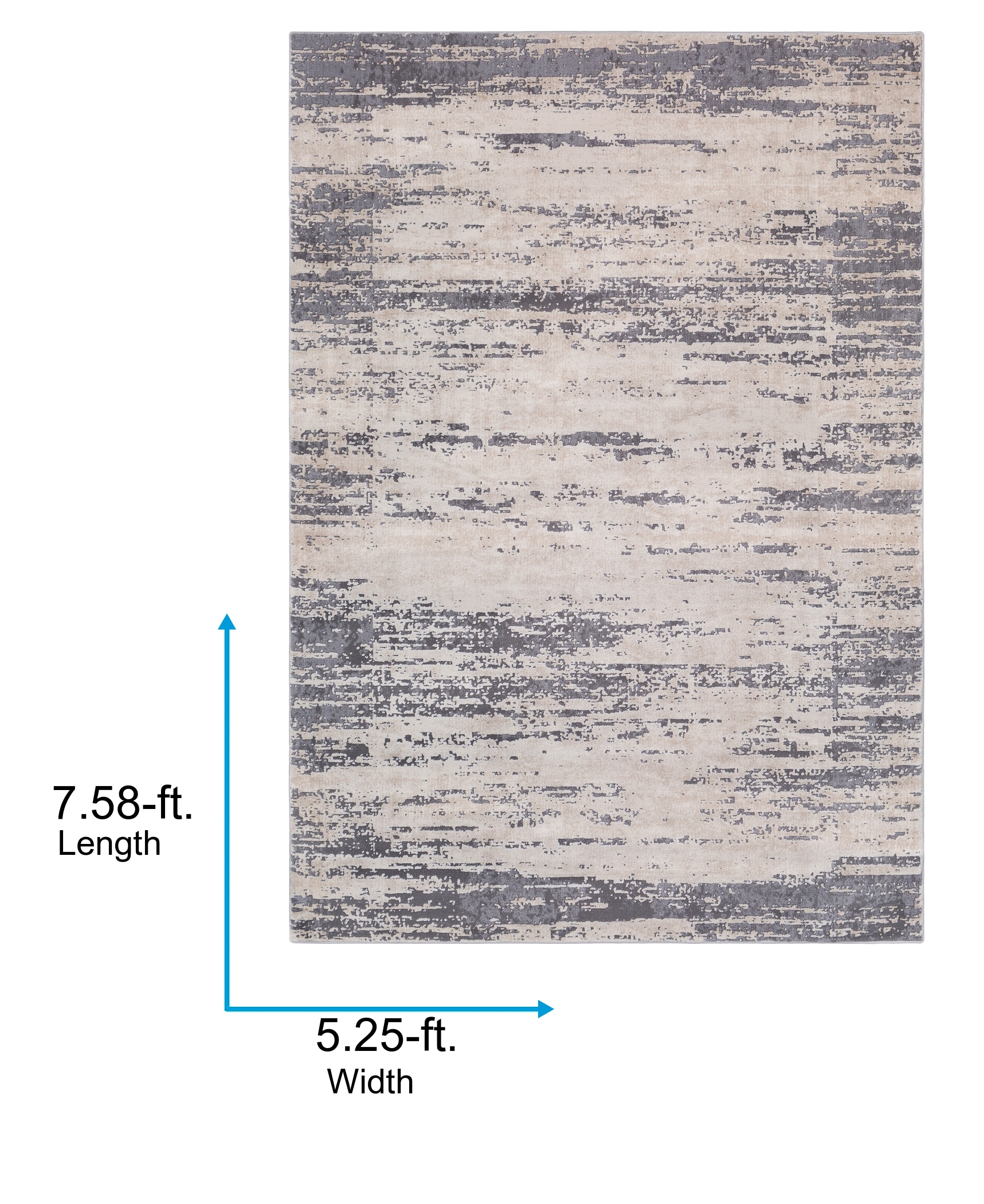 Reversible Gray Rectangular 63"x91" Stain-Resistant Wool-Blend Rug