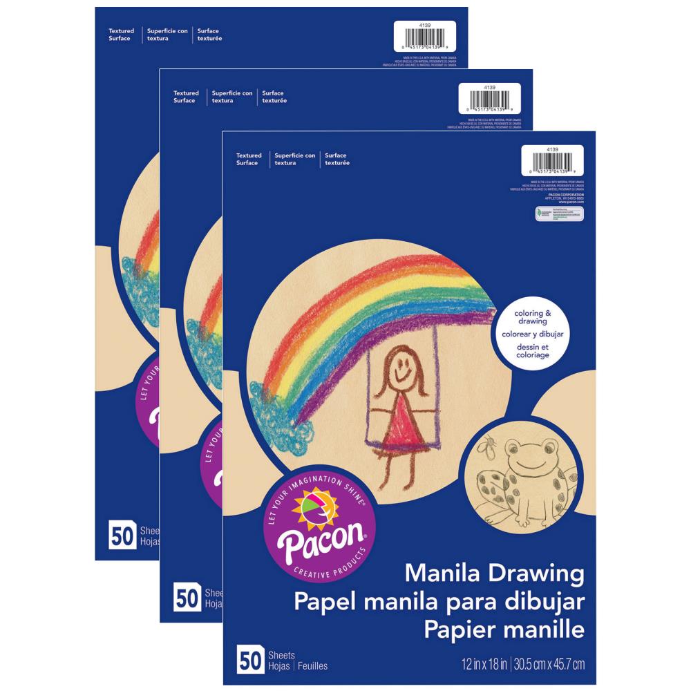 Pacon Art Street Drawing Paper, Manila, Standard Weight, 12 In x