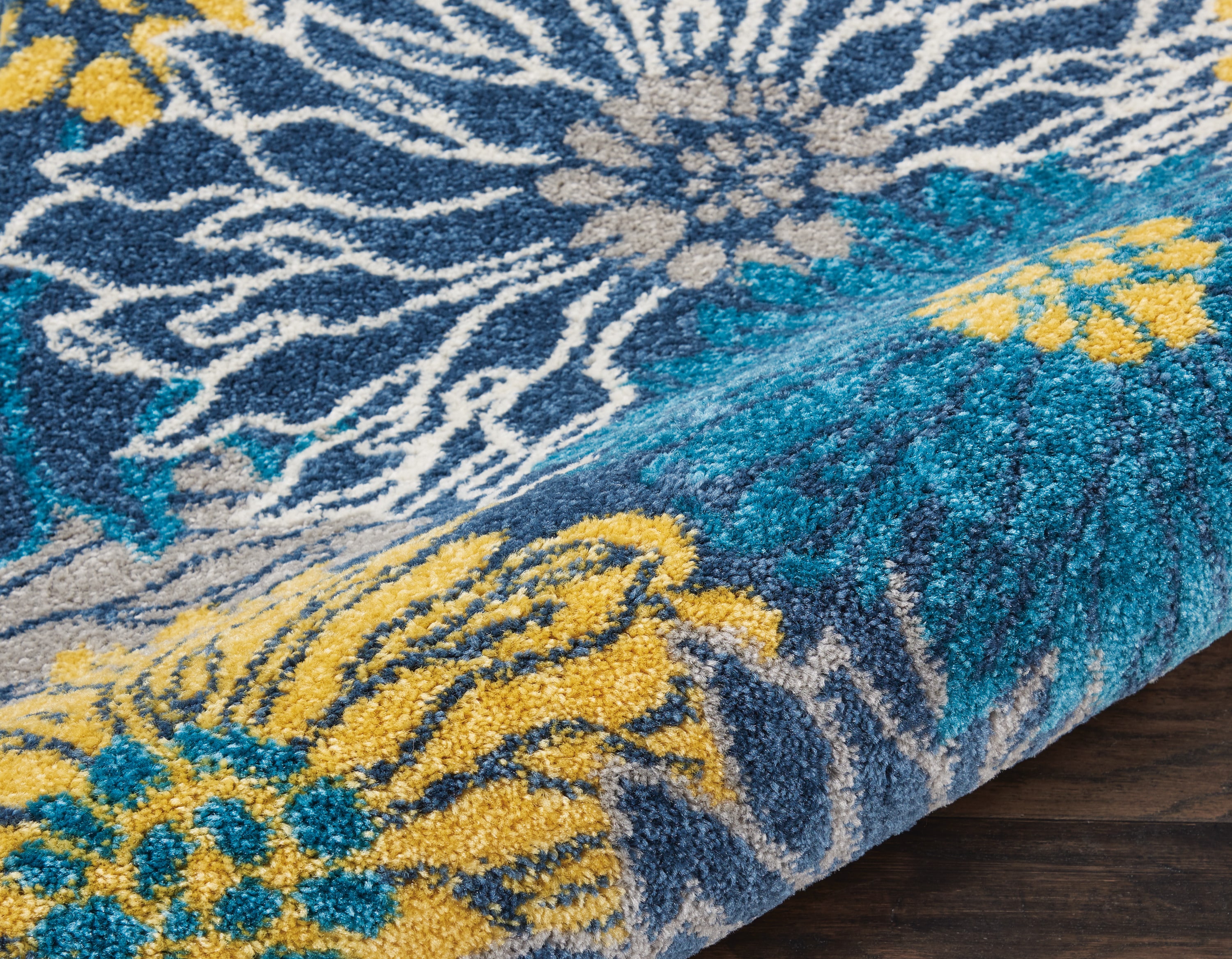 Nourison Passion 2 X 6 (ft) Blue Indoor Abstract Area Rug 99446403032 ...