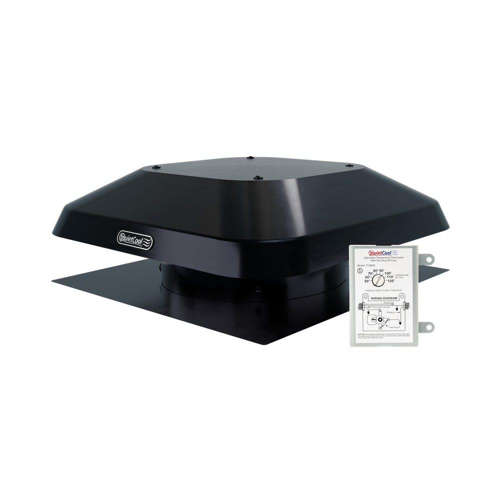 QuietCool AFR PRO-1.3 Pro Roof Mount Attic Fan 1266 -CFM Black Galvanized steel Electric Power Roof Vent