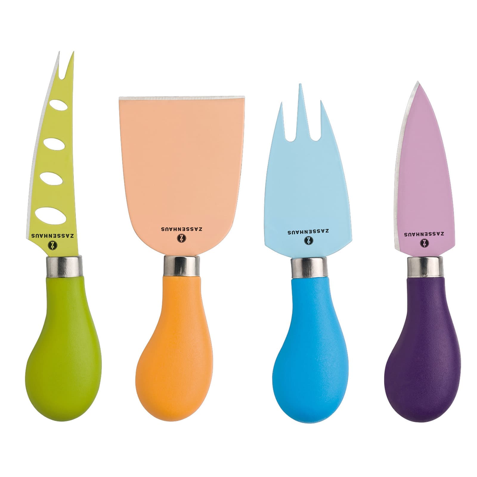 Zassenhaus M071139 Easy Cut Cheese Knife Set 4 Pieces Assorted Colors
