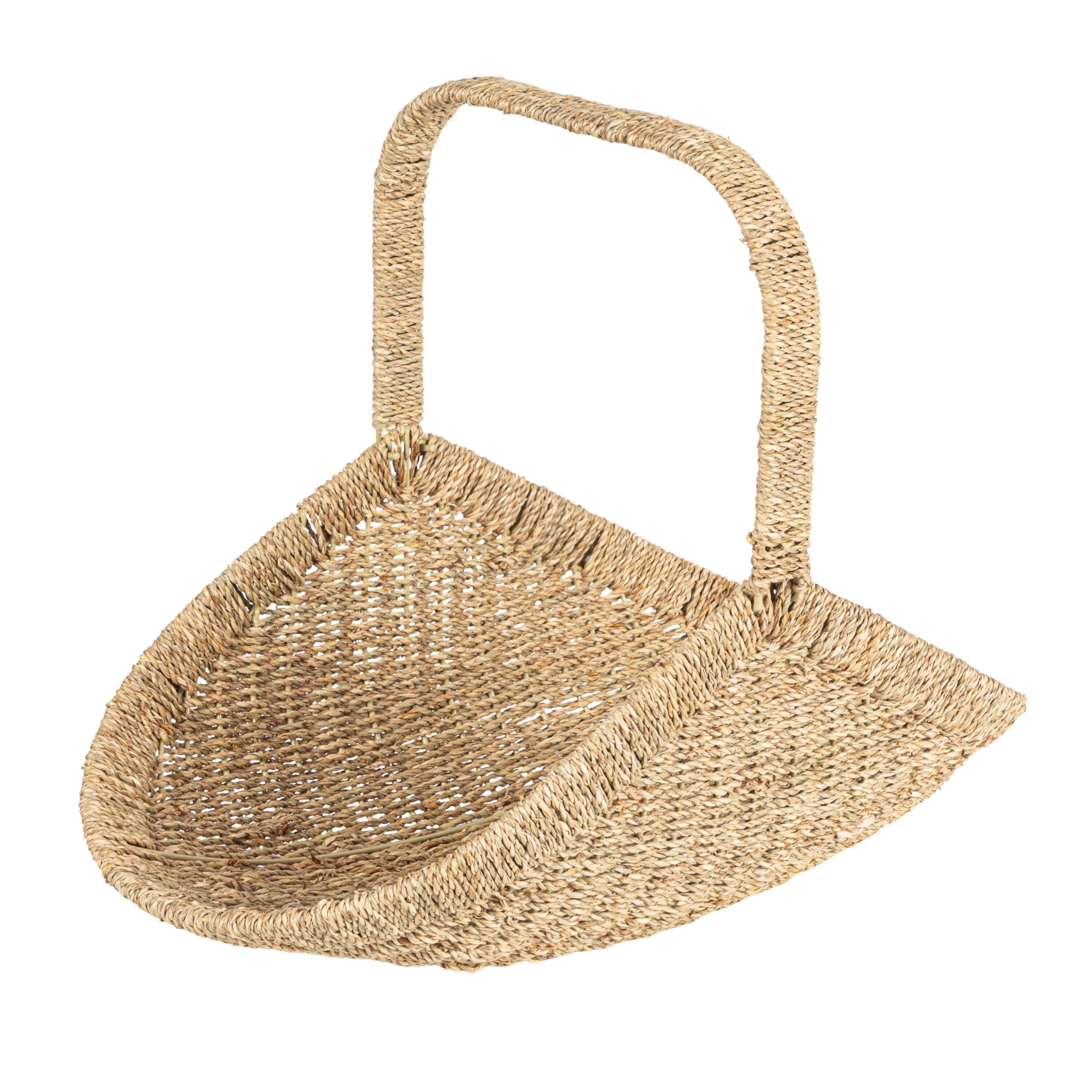 Household Essentials Woven Seagrass Flower Basket with Detachable Handle #HE1252