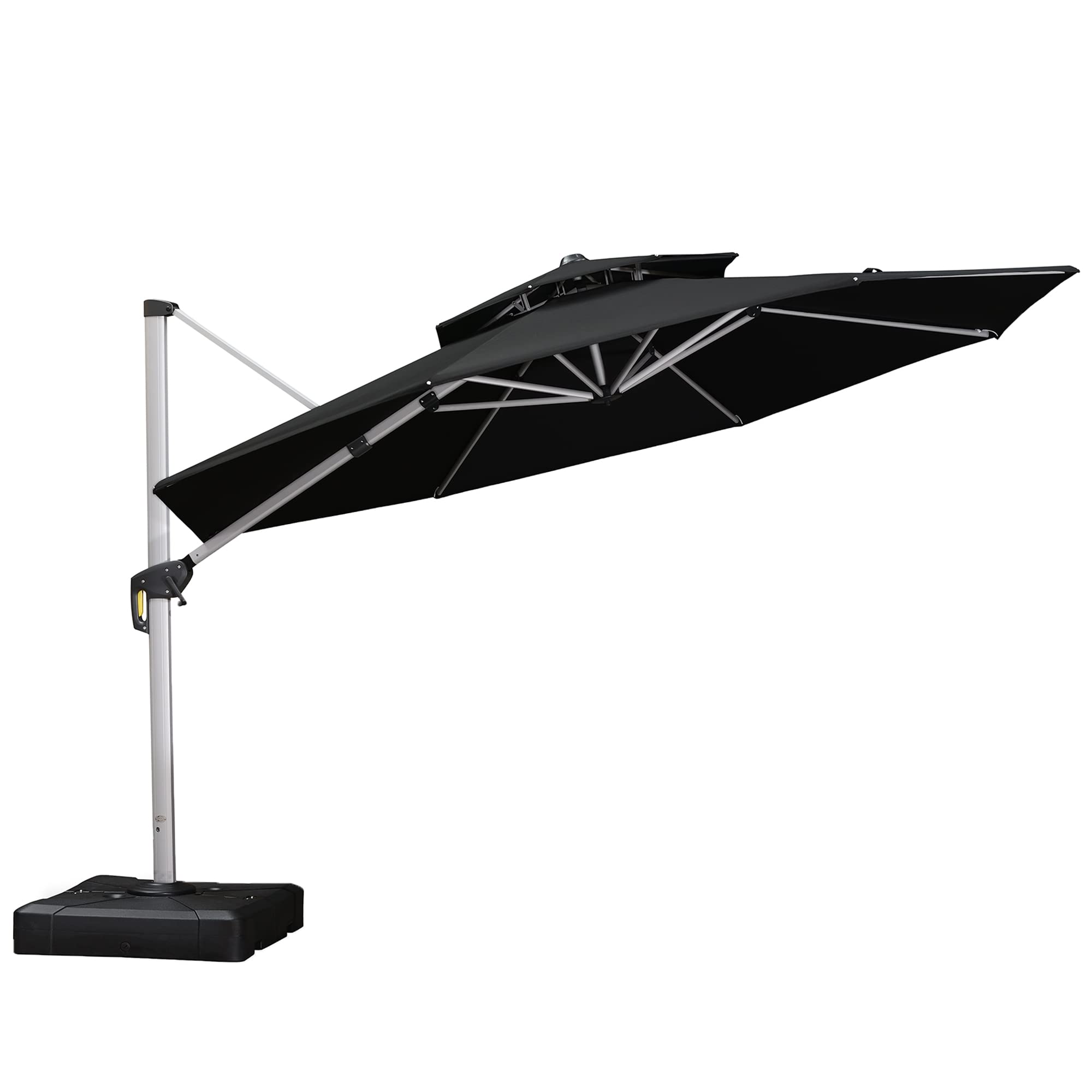 PURPLE LEAF LSLRR12-BK 12-ft Aluminum Black Crank Cantilever Patio Umbrella