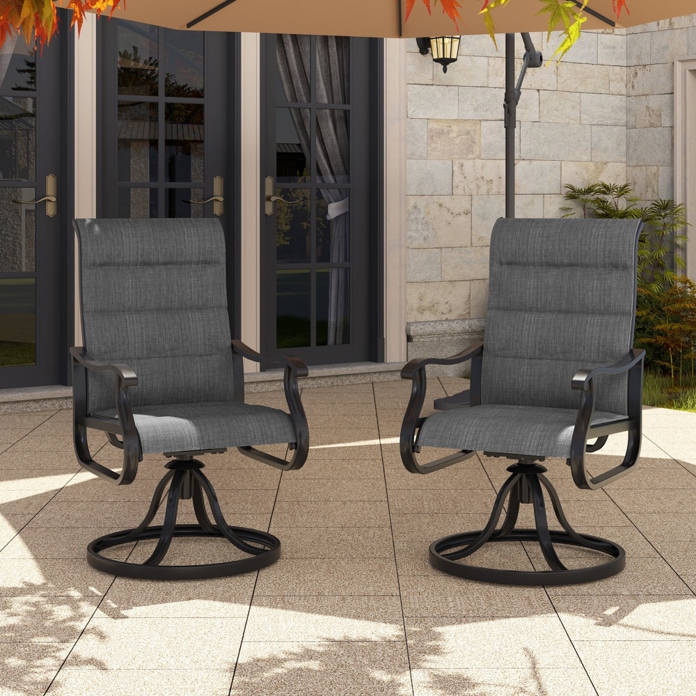 UDPATIO Patio Swivel Dining Chairs  Outdoor High Back Dining Chairs Set of 2 with All Weather Breathable Textilene and Metal Rocking Frame for Lawn Garden Backyard