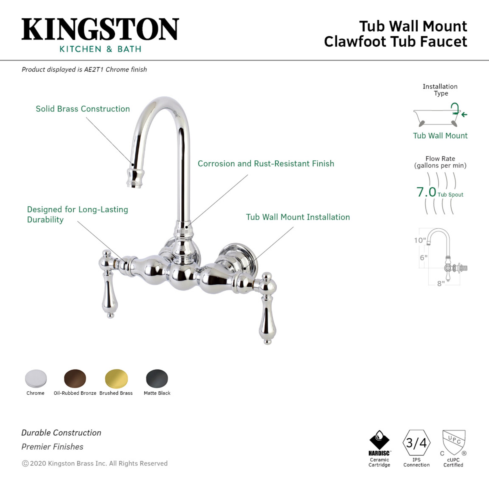 Kingston Brass WLAE1T5 Roman-Tub-Faucets - View #3