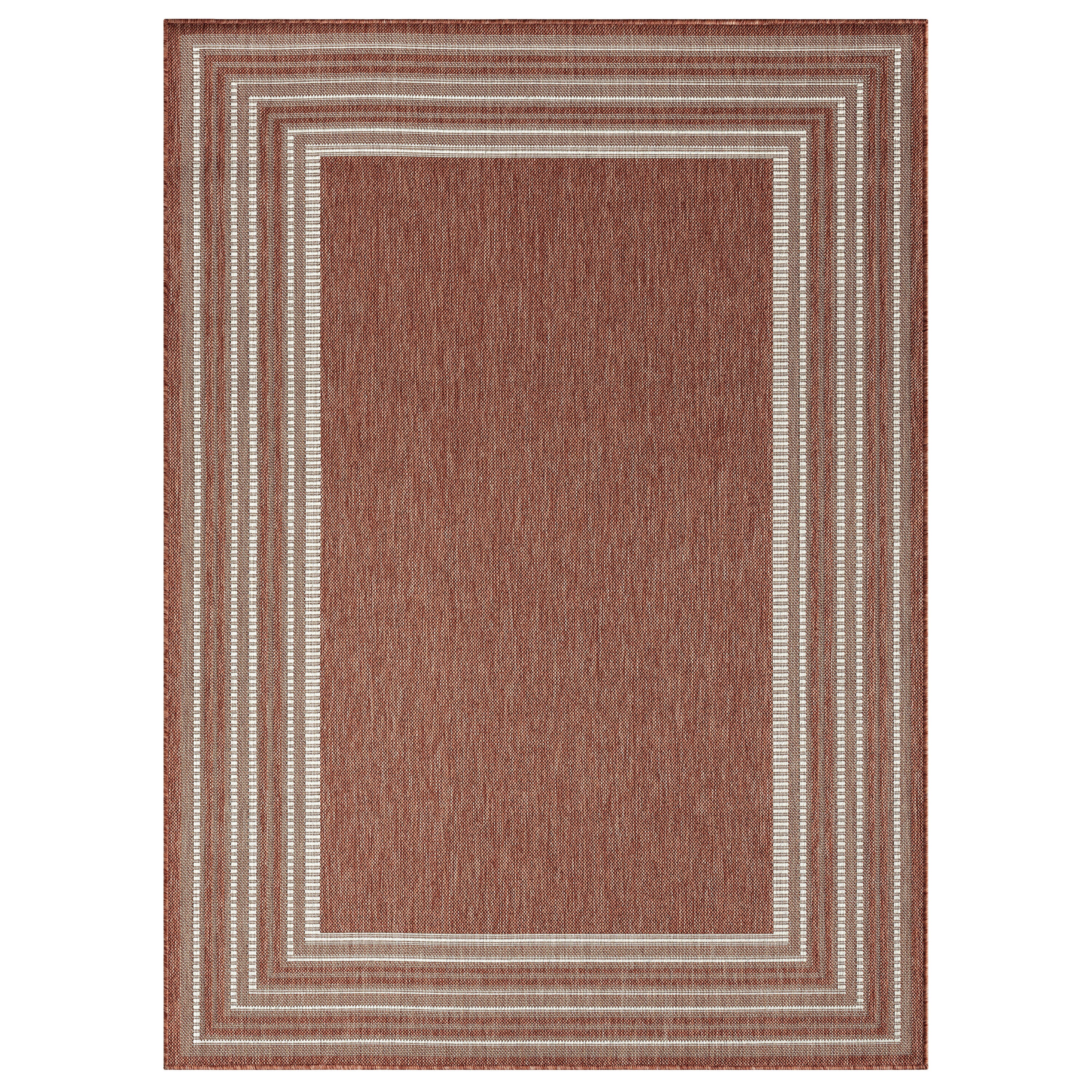 Nicole Miller 2-2768-337 5 x 7 (ft) Loomed Polypropylene Terracotta Rectangular Indoor/Outdoor Border Area rug