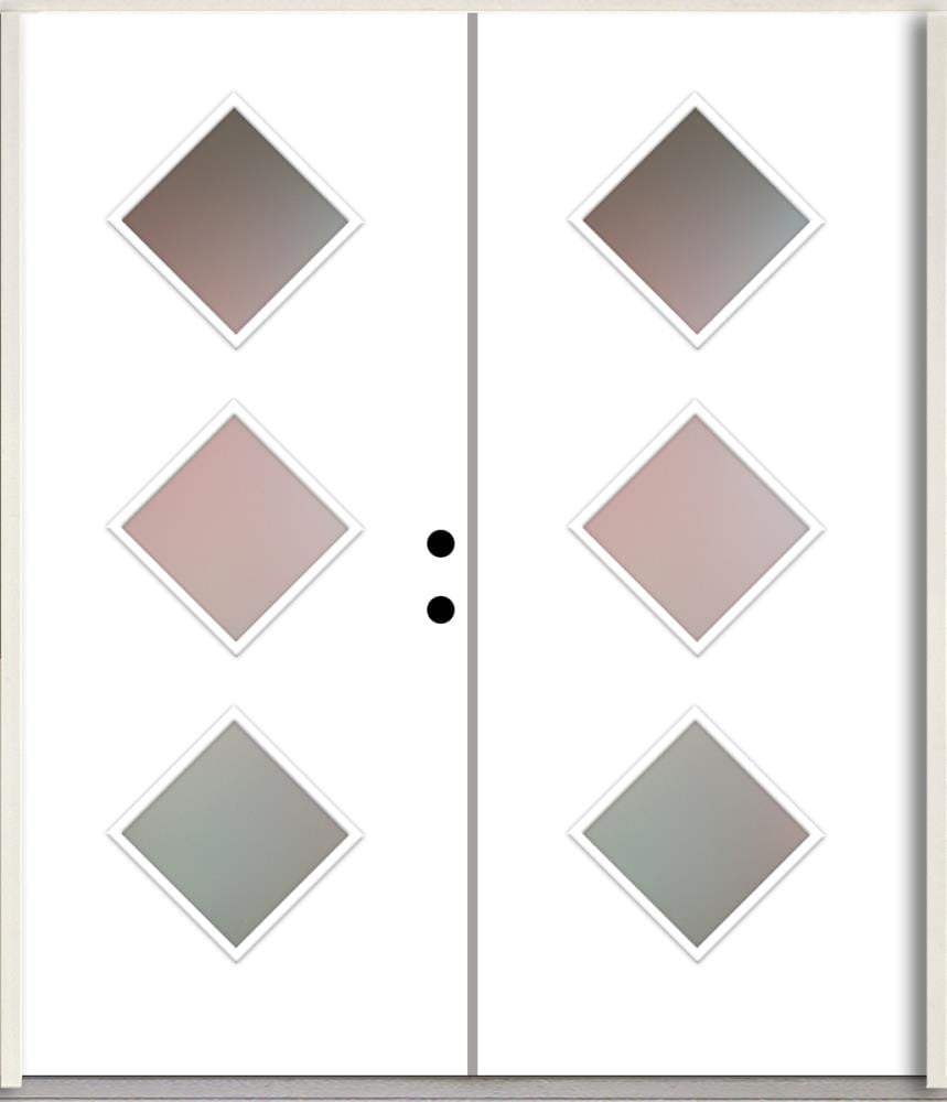 RELIABILT LO1062551 Spotlights 72-in x 80-in x 4-5/8-in Fiberglass 1/4 lite Left-hand inswing Primed Unfinished Prehung Double Front Door Insulating core