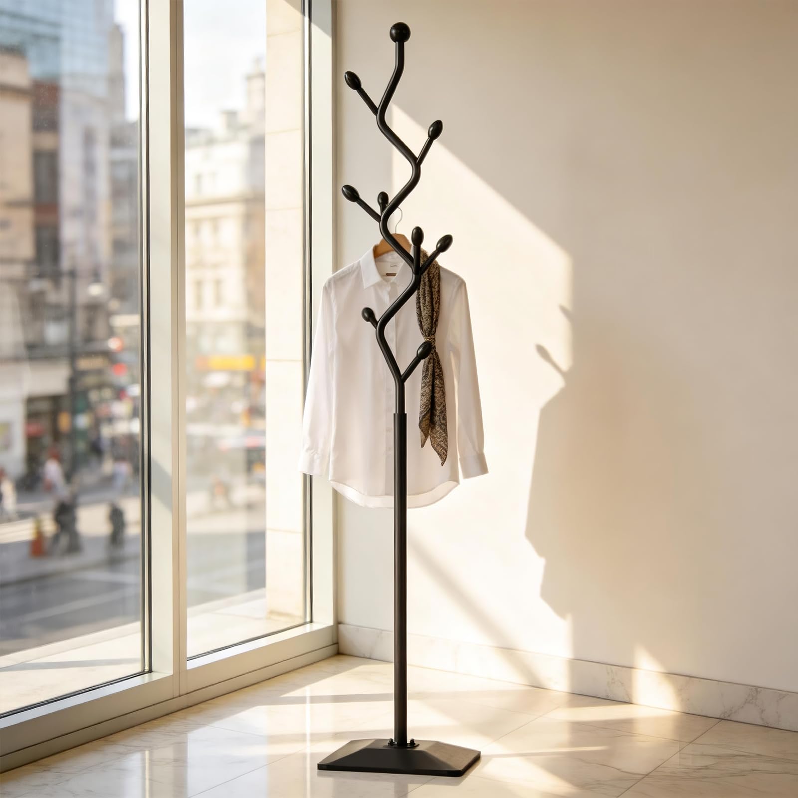 Ahfiwaso Freestanding Metal Tree Coat Rack Stand with Multiple Hooks ...