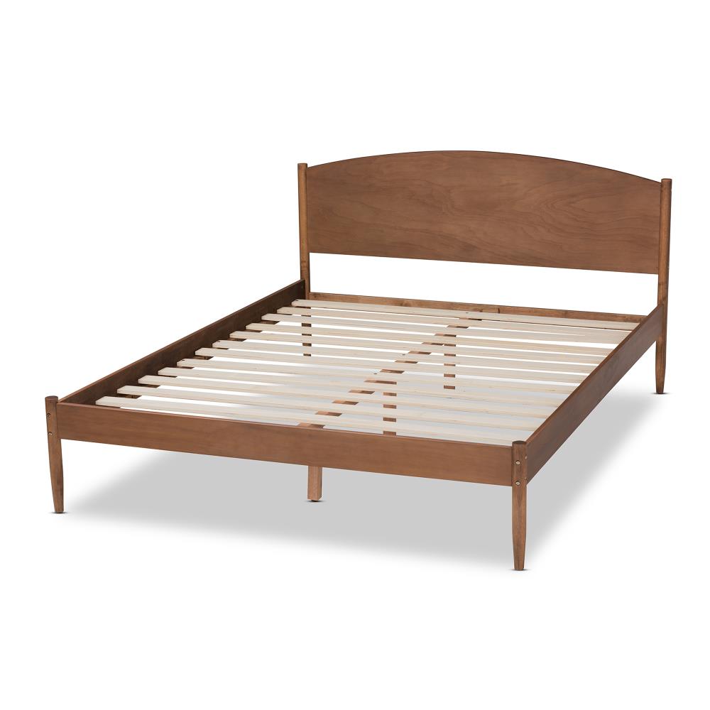 Baxton Studio Leanora Ash Walnut King Wood Platform Bed in the