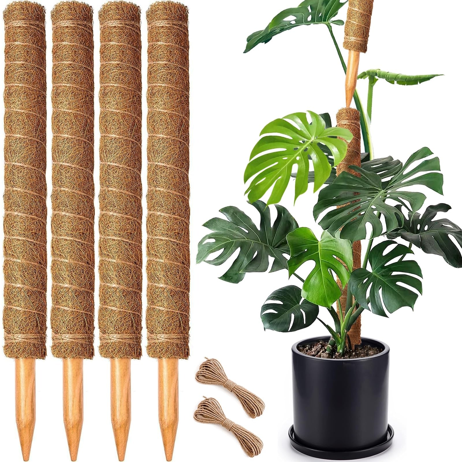 Adrinfly 4 pack 22 inch stackable moss pole for climbing plants