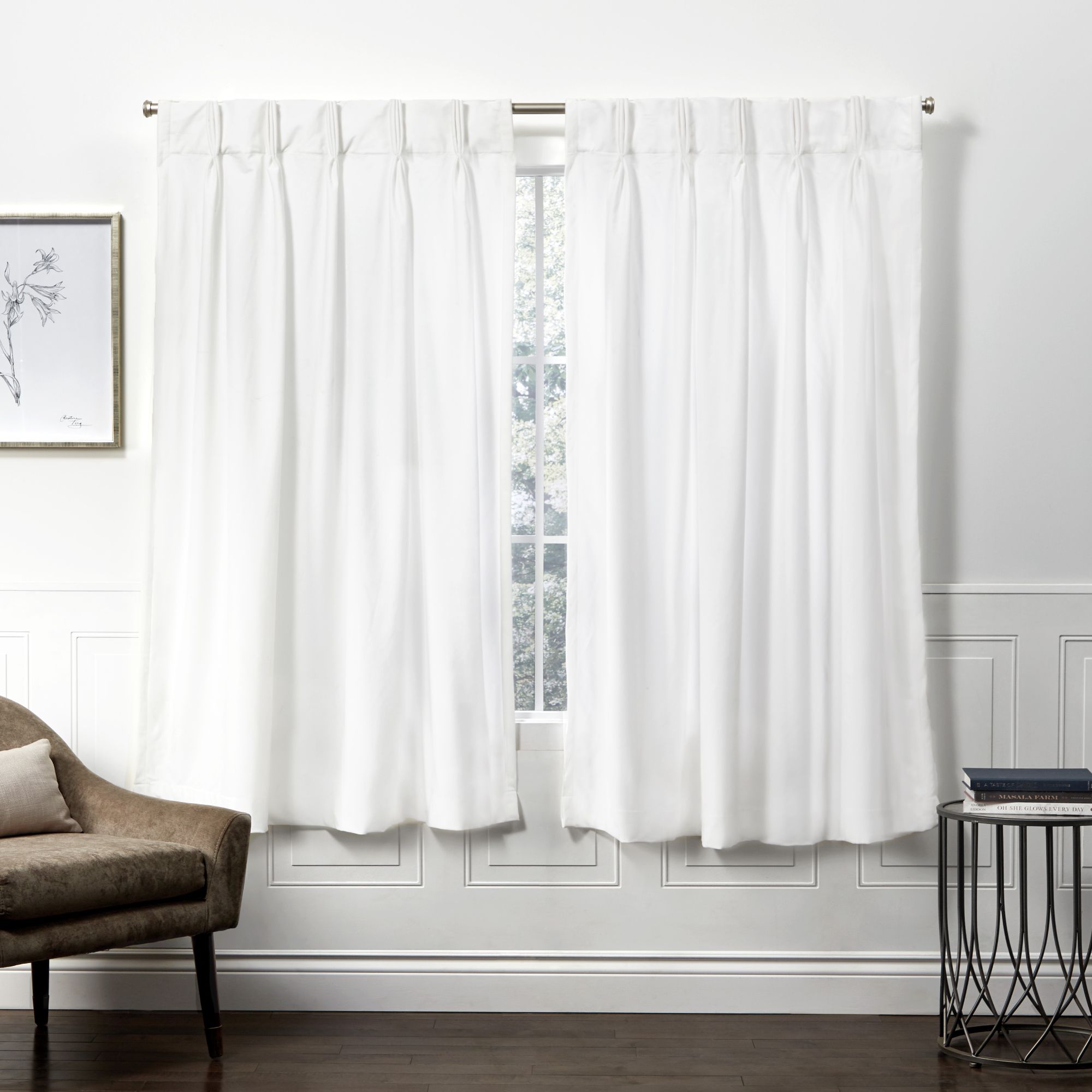 Exclusive Home EH8431-04 2-63P 63-in Winter White Light filtering Pinch pleat Curtain panel pair