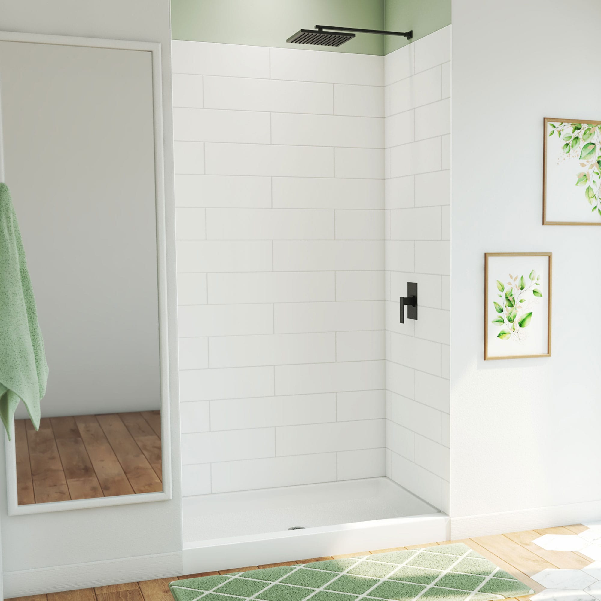 DreamLine BWDS48321MC0001 DreamStone 2 -Piece 32-in W x 48-in L x 84-in H Rectangular Alcove shower kit ( Center Drain) Base and Wall Included