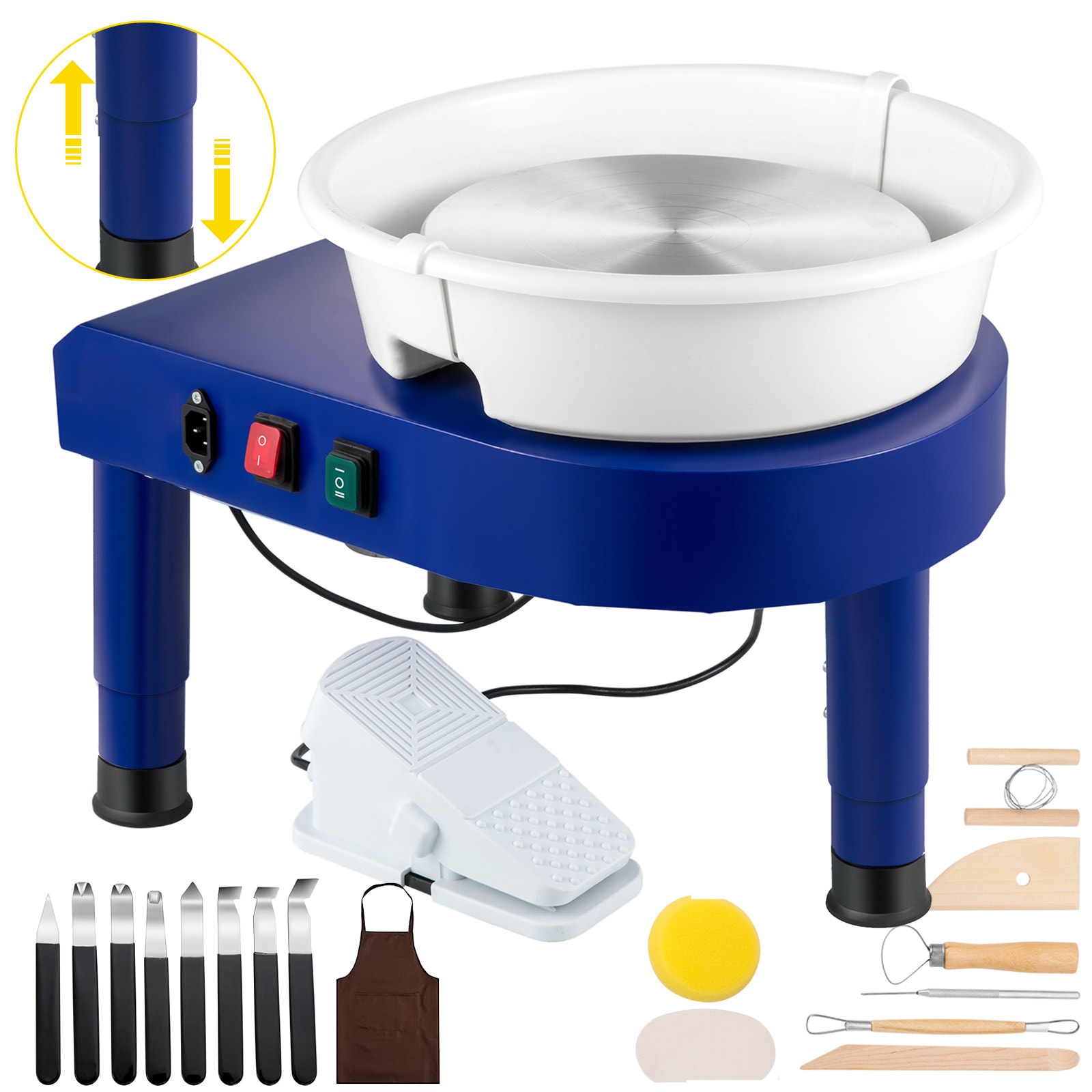 VEVOR SJS14INCH110VSHLYV1 450W 0-300 rpm Pottery Wheel 14-IN Blue Aluminum Pottery wheel