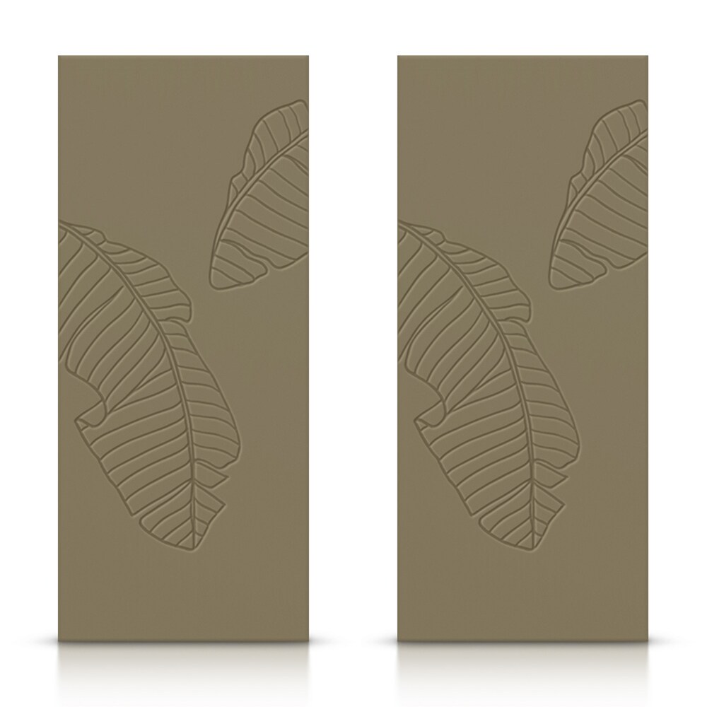 CALHOME CMD-CNC232-96X42SL(2 CNC-232 84-in x 96-in Olive Green Crossbuck Smooth Hollow core Stained MDF Closet Sliding Door