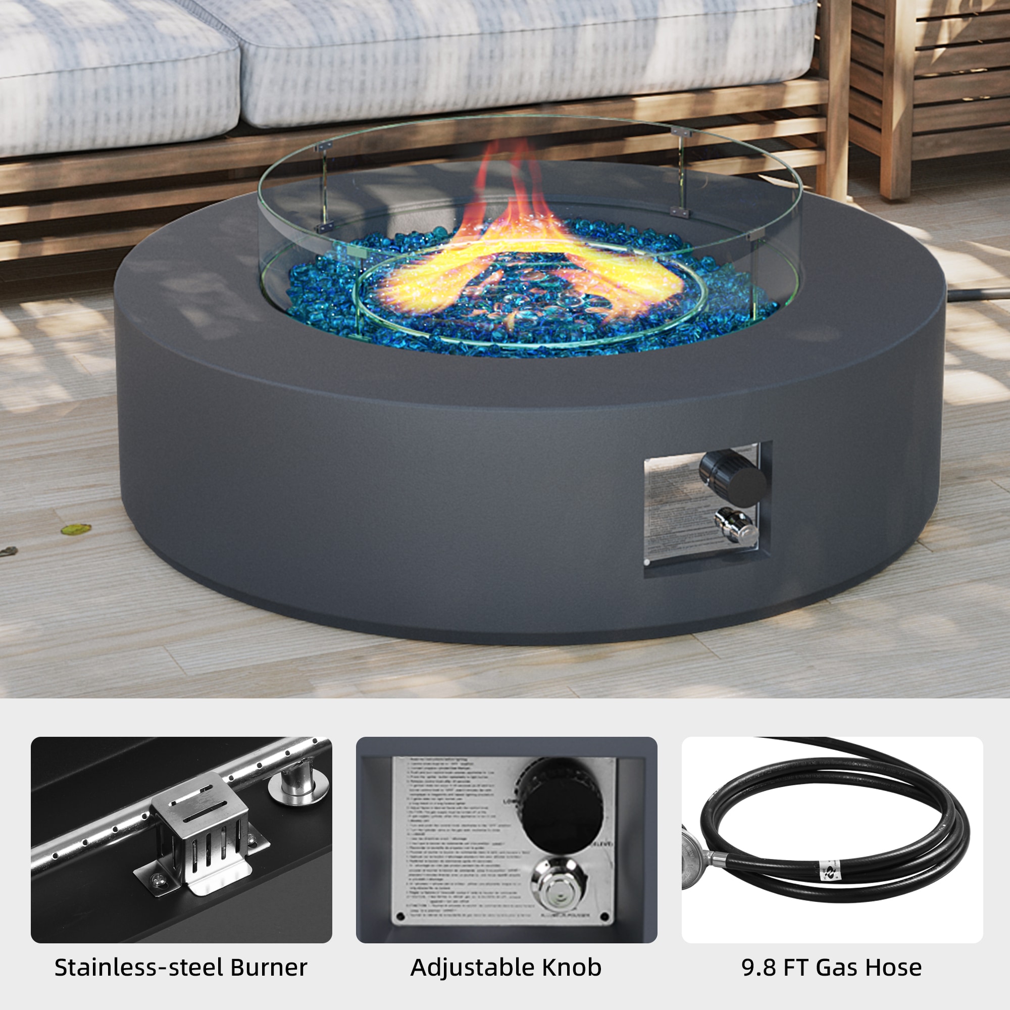 Patio Watcher 42TP-GREY-DK-BLZWST Outdoor-Gas-Firepits - View #5