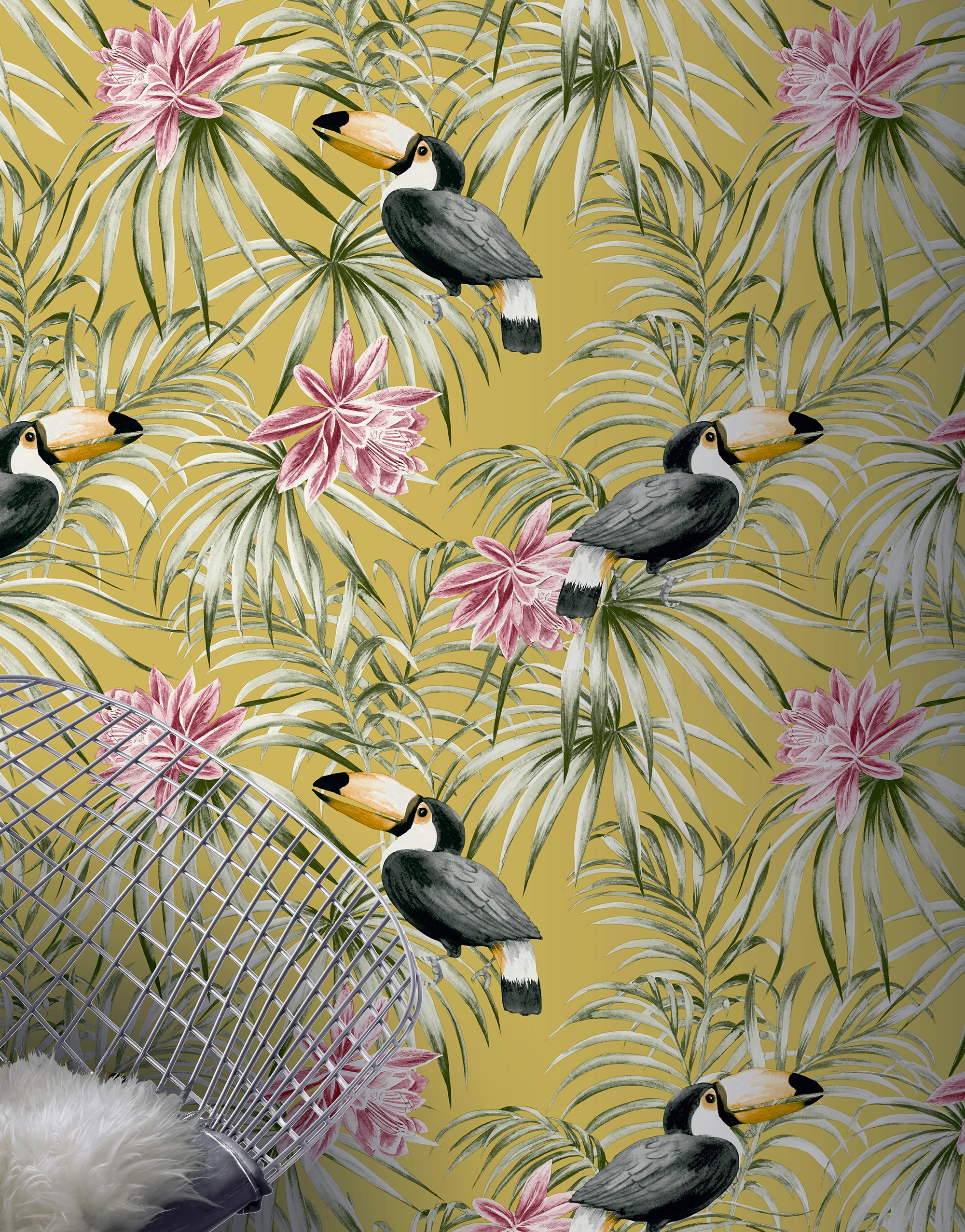 doorgaan engineering aansporing Arthouse Toucan Jungle Yellow Wallpaper in the Wallpaper department at  Lowes.com