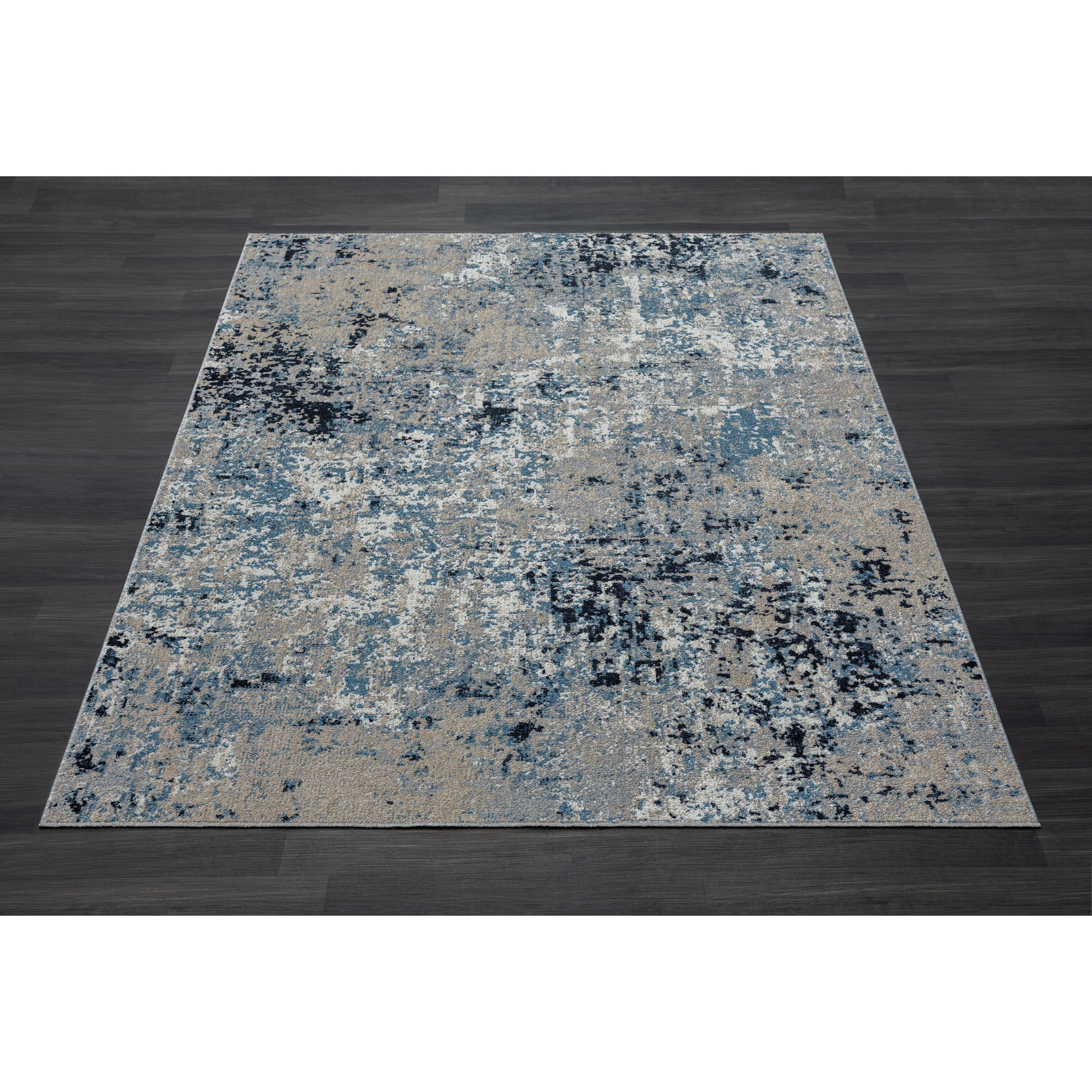 Lellani Blue and Beige Rectangular Synthetic Kids Area Rug, 8' x 10'