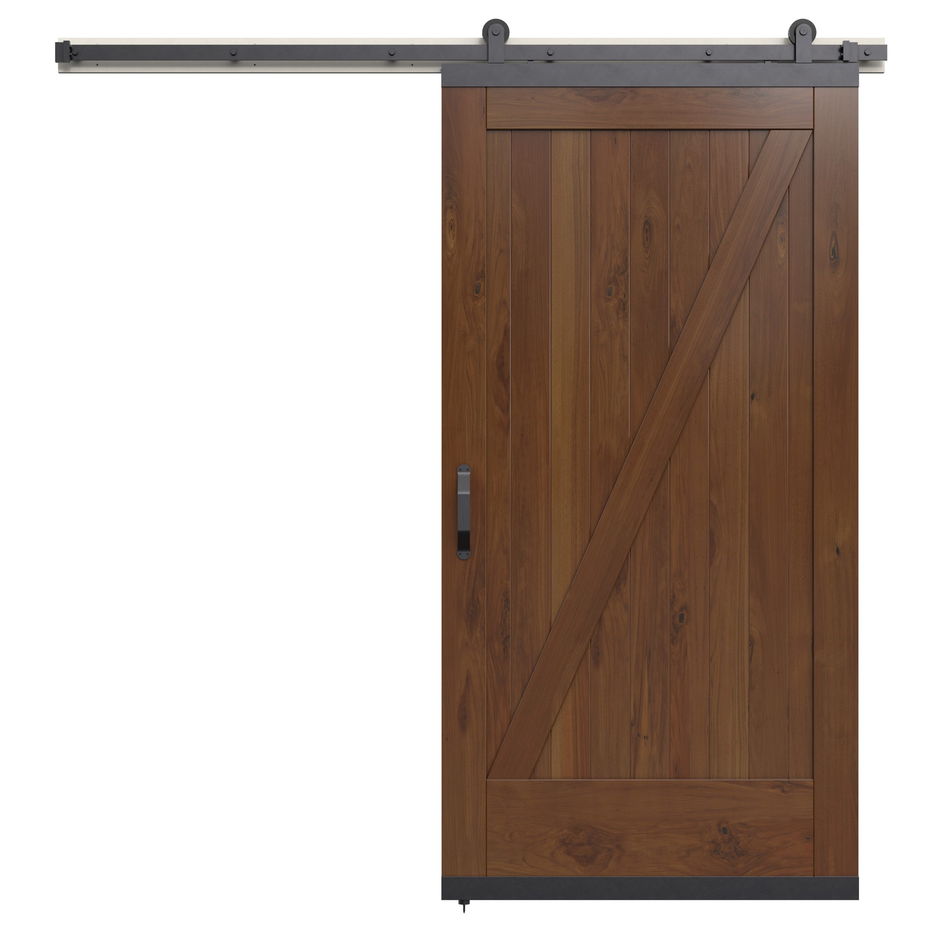 JELD-WEN LOWOLJW248800072 42-in x 80-in Brown Sugar Z-frame Walnut Wood Solid core Single Barn Door (Hardware Included)