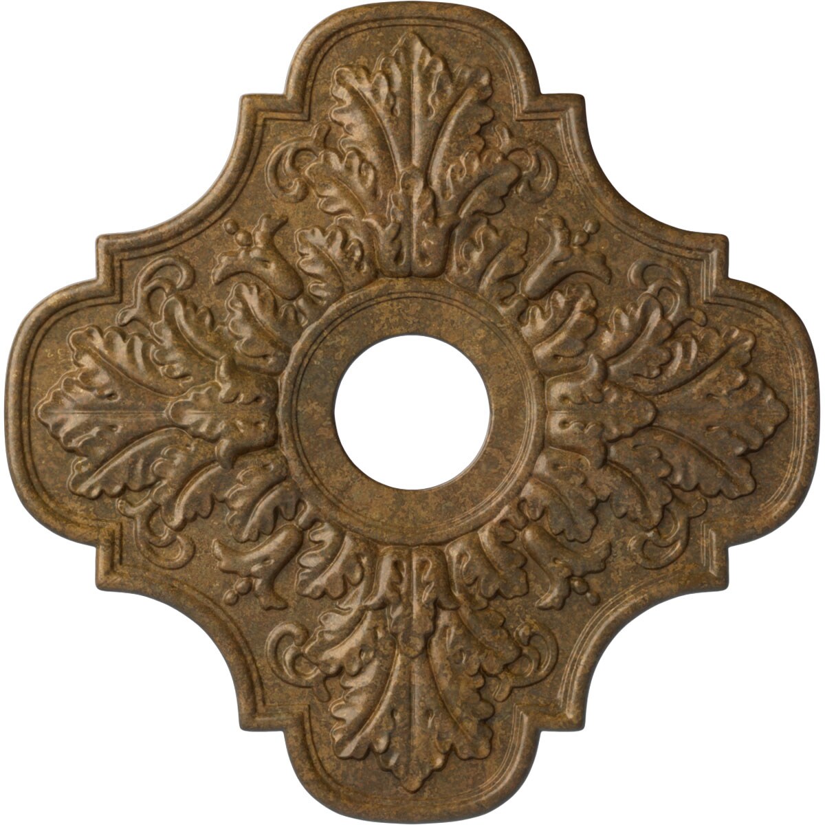 Ekena Millwork CM17PERZS Peralta 17.75-in W x 17.75-in L Painted Rubbed Bronze Polyurethane Whole Ceiling Medallion