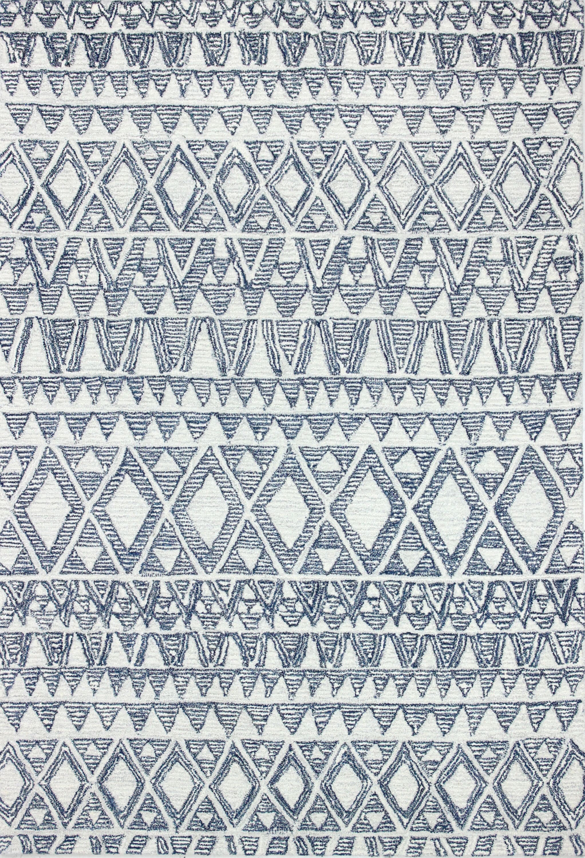 Bashian 649652295794 5 X 8 (ft) Wool Silver/Blue Indoor Geometric Moroccan Area Rug