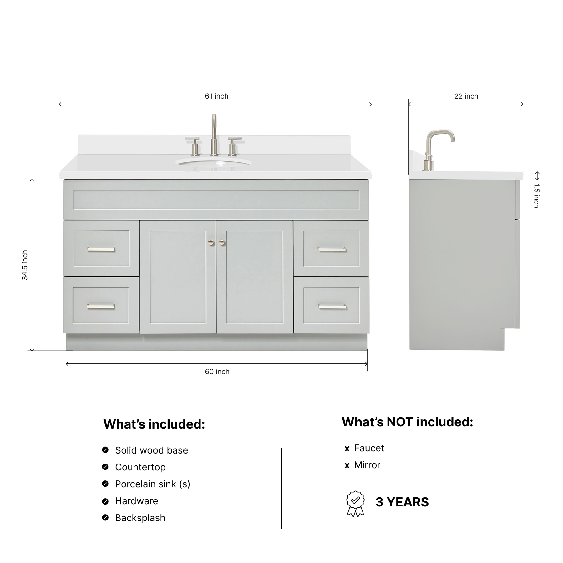 ARIEL F061SWQOVOGRY Bath-Vanity-Combo - View #3