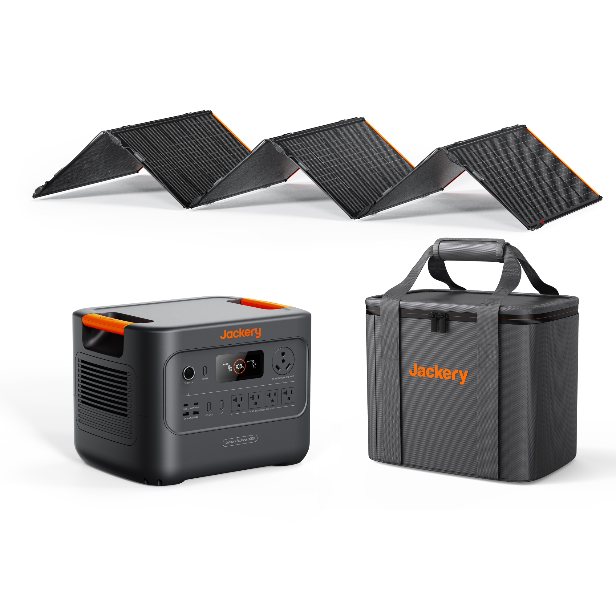 Jackery 60-300050-US00148 Explorer 3000v2 with 500W Solar Panel and Bag 3600 -Watts Portable Power Station 1 Solar Panels Included