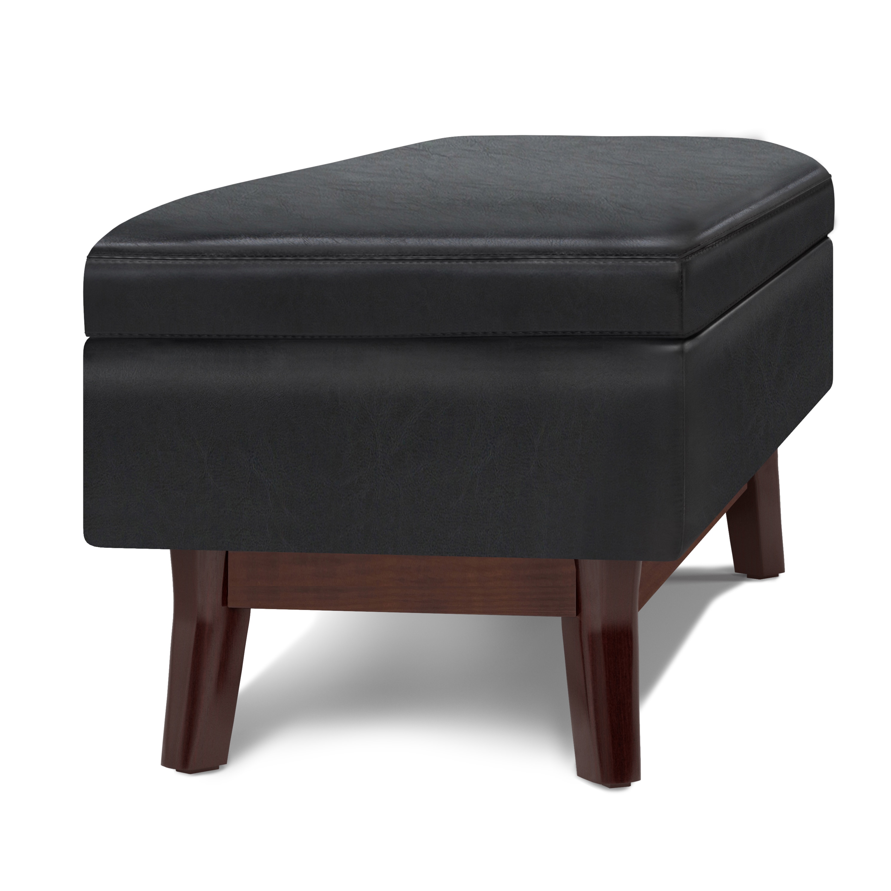 Owen Mid Century Modern Black Rubberwood Cocktail Ottoman