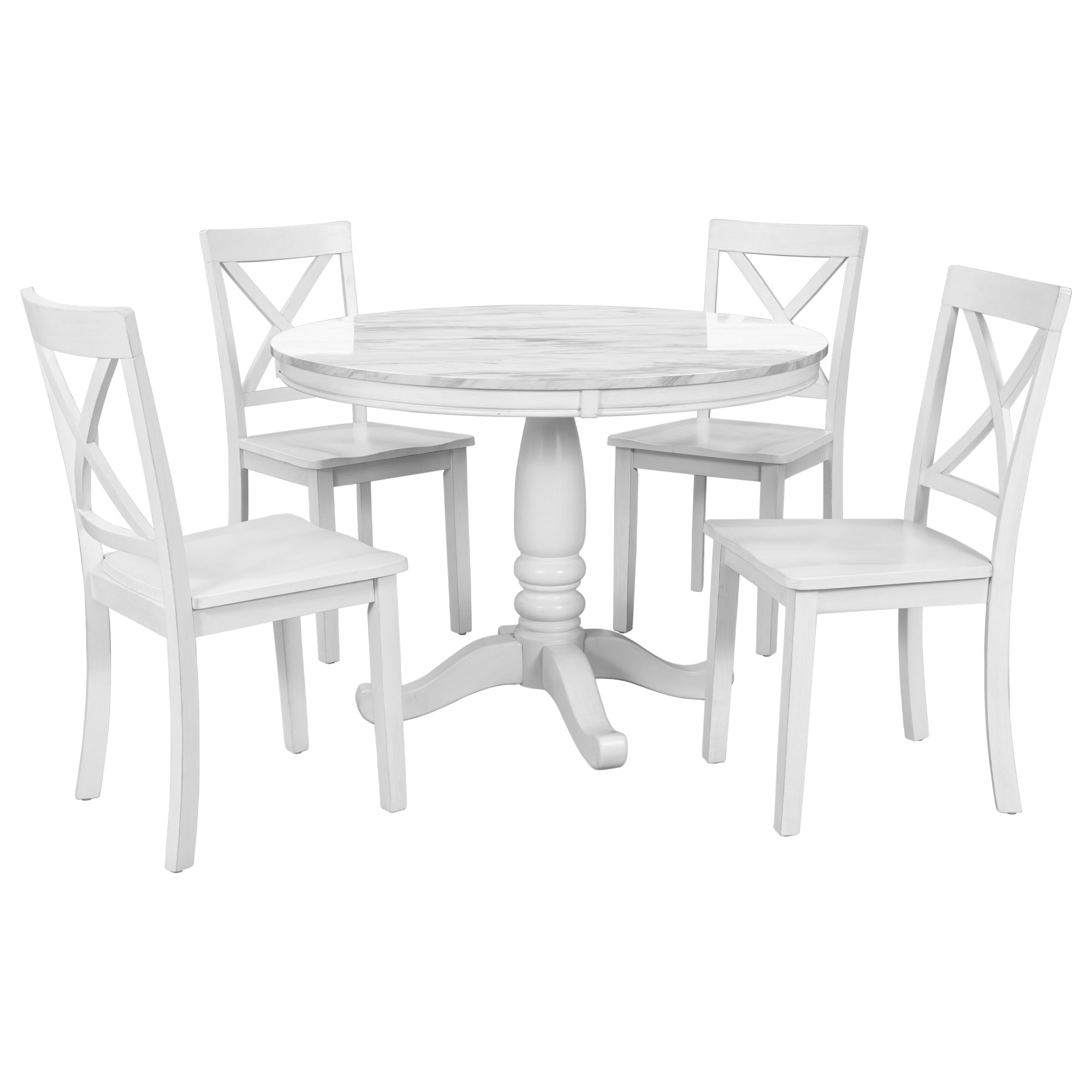 Qualler DOF000340A White Contemporary/Modern Dining Room Set with Round Table ( Seats 4 )