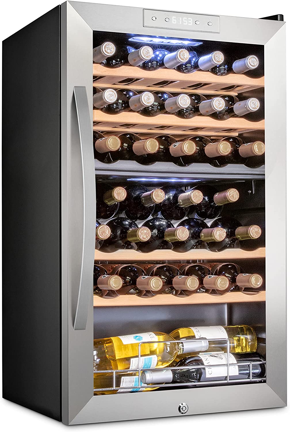 32 Bottle Dual Zone Stainless Steel Built In Compressor Wine Cooler