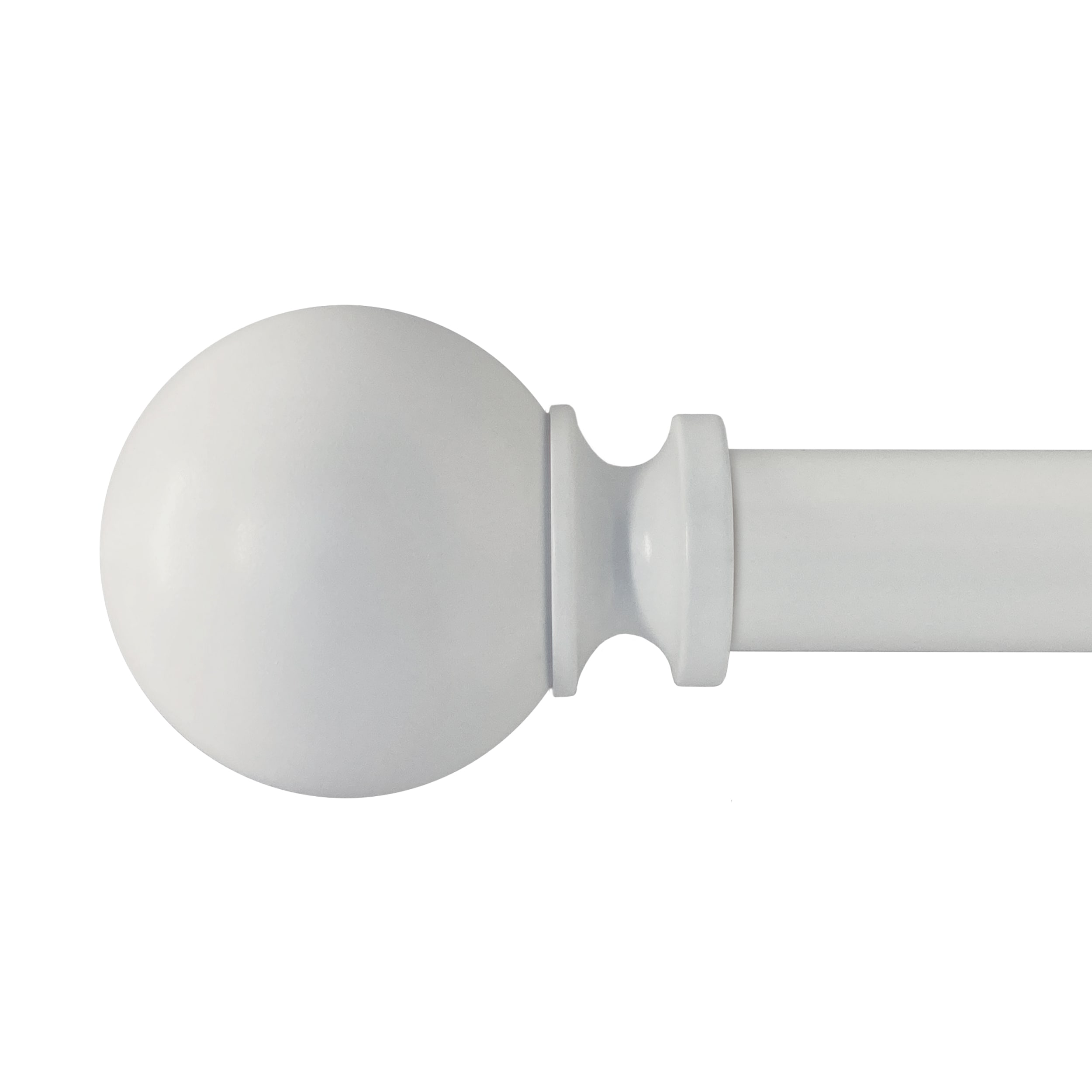 Decopolitan 31278-WT36 36-in to 72-in White Steel Single curtain rod with Finials
